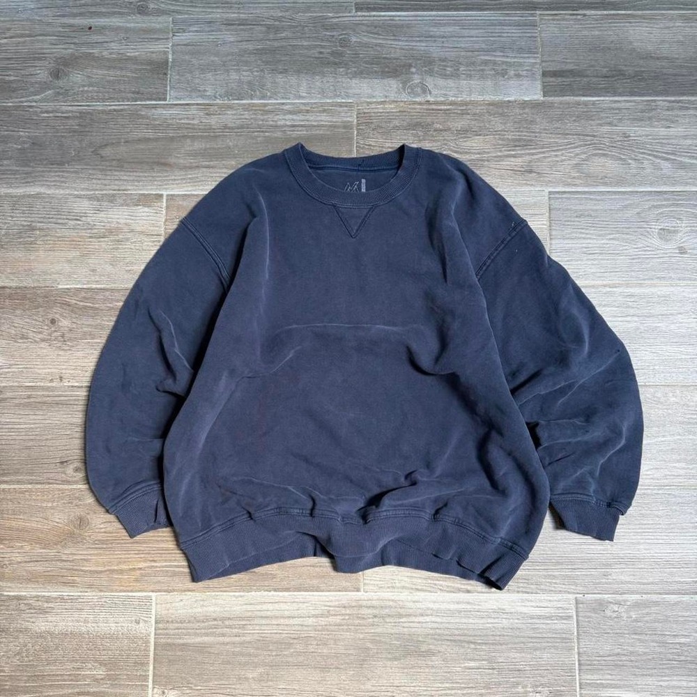 Vintage Y2K Navy Blue Blank Crewneck Sweatshirt size L